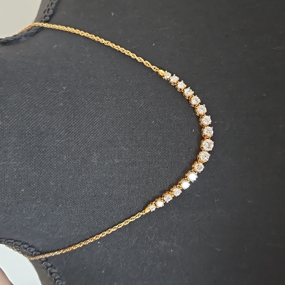 Gold Toned Faux Diamomd Necklace. - Picture 3 of 12